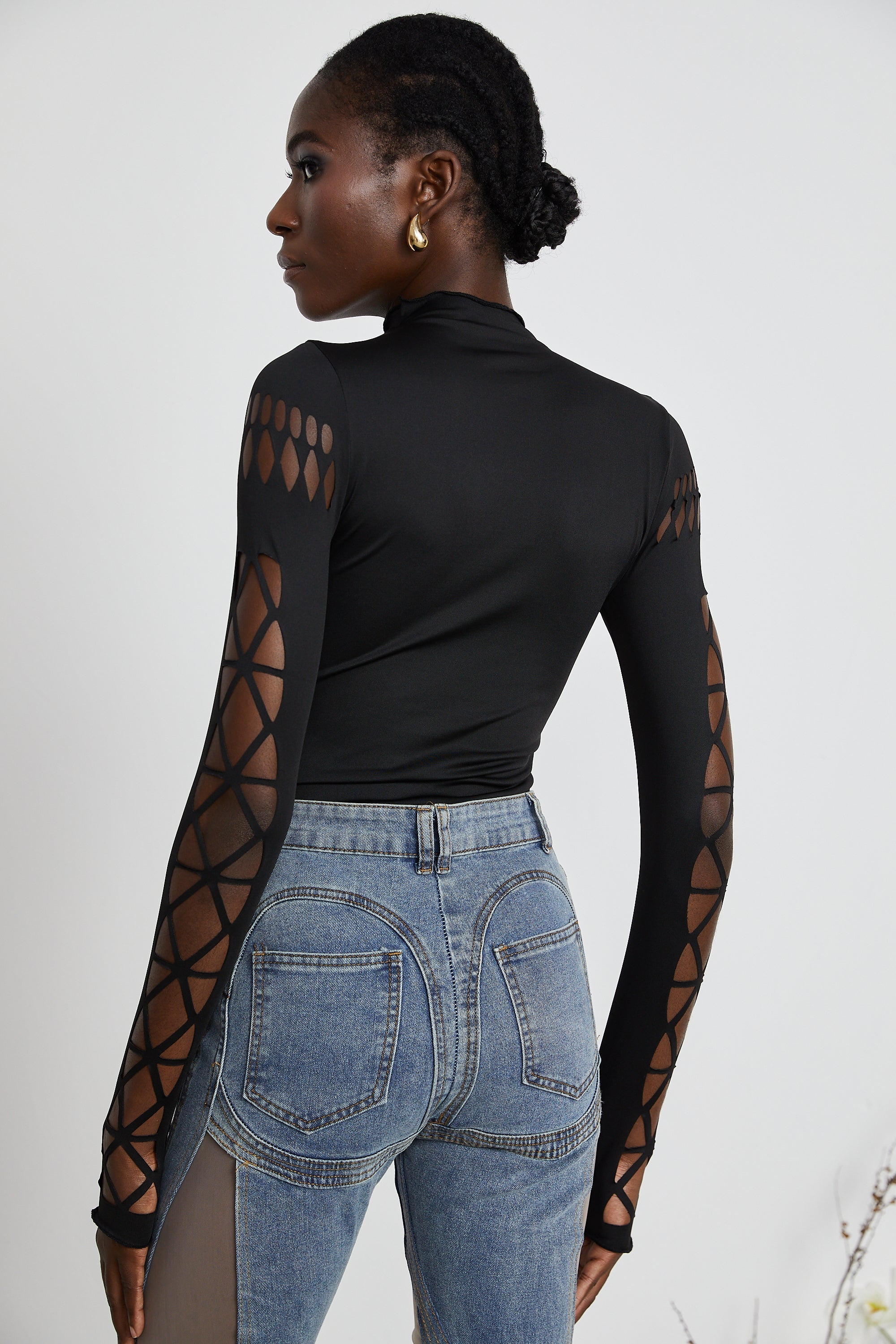 Dravielle long-sleeved cut-out bodysuit