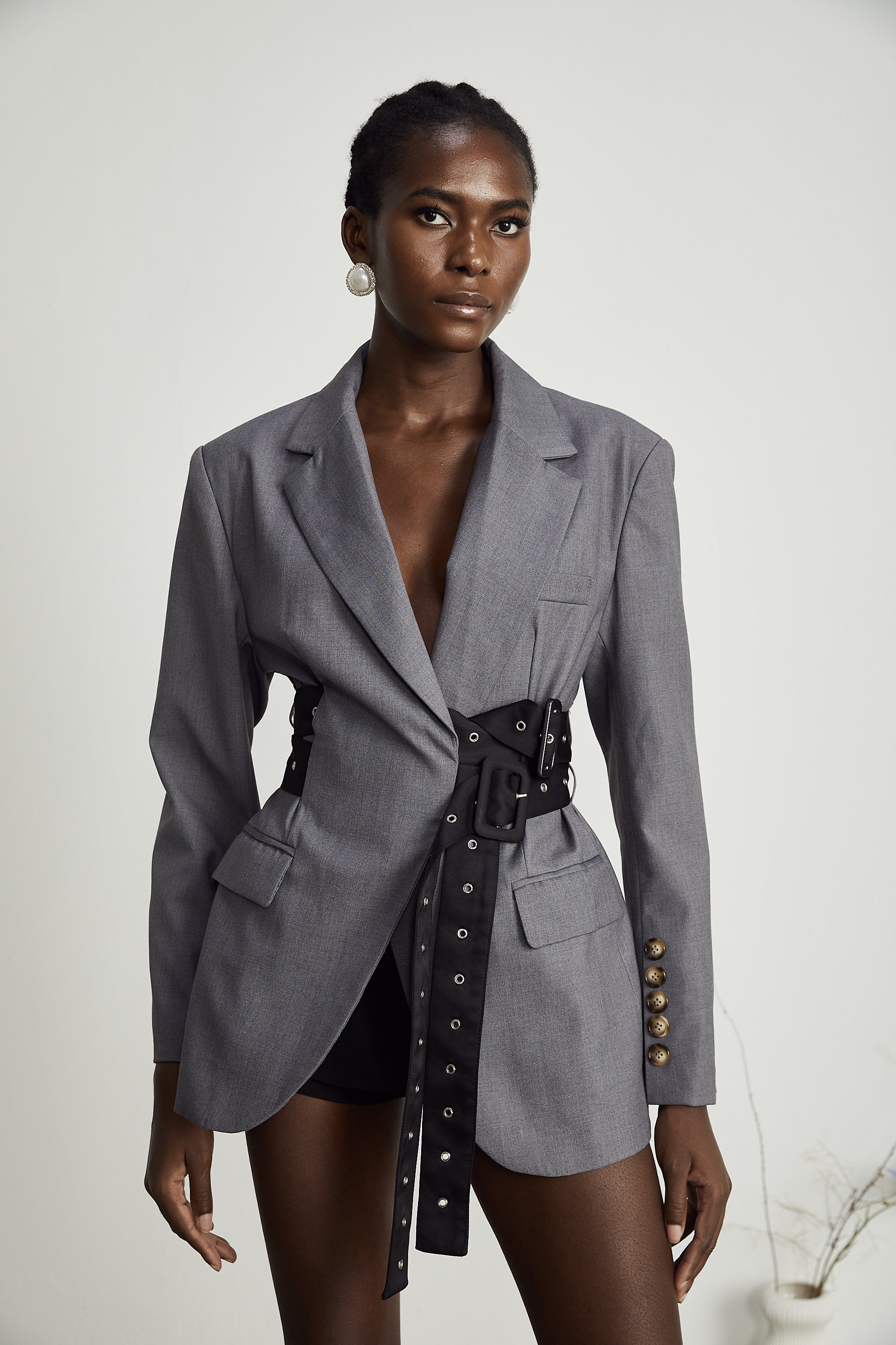 Jovara belted-waist blazer