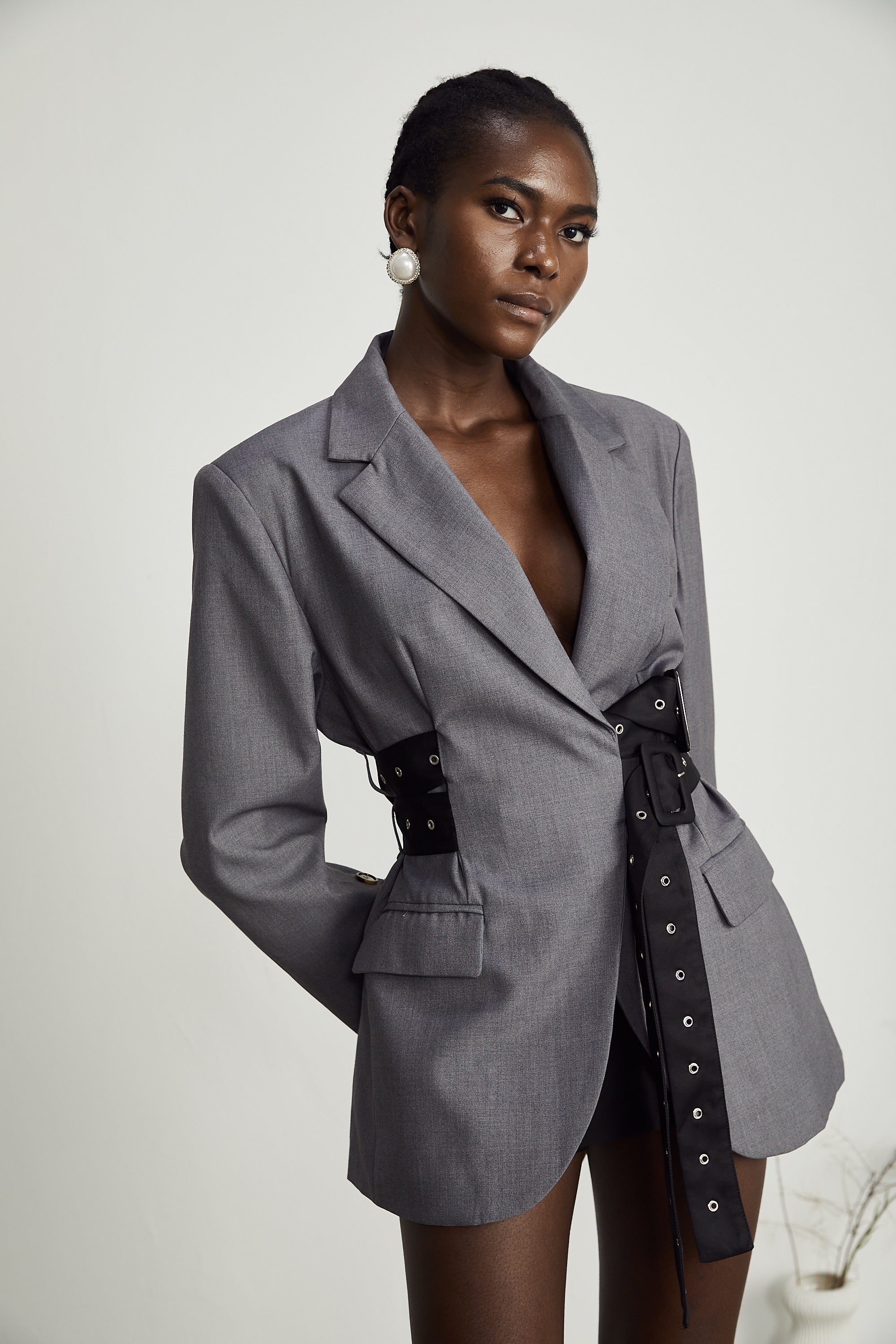 Jovara belted-waist blazer