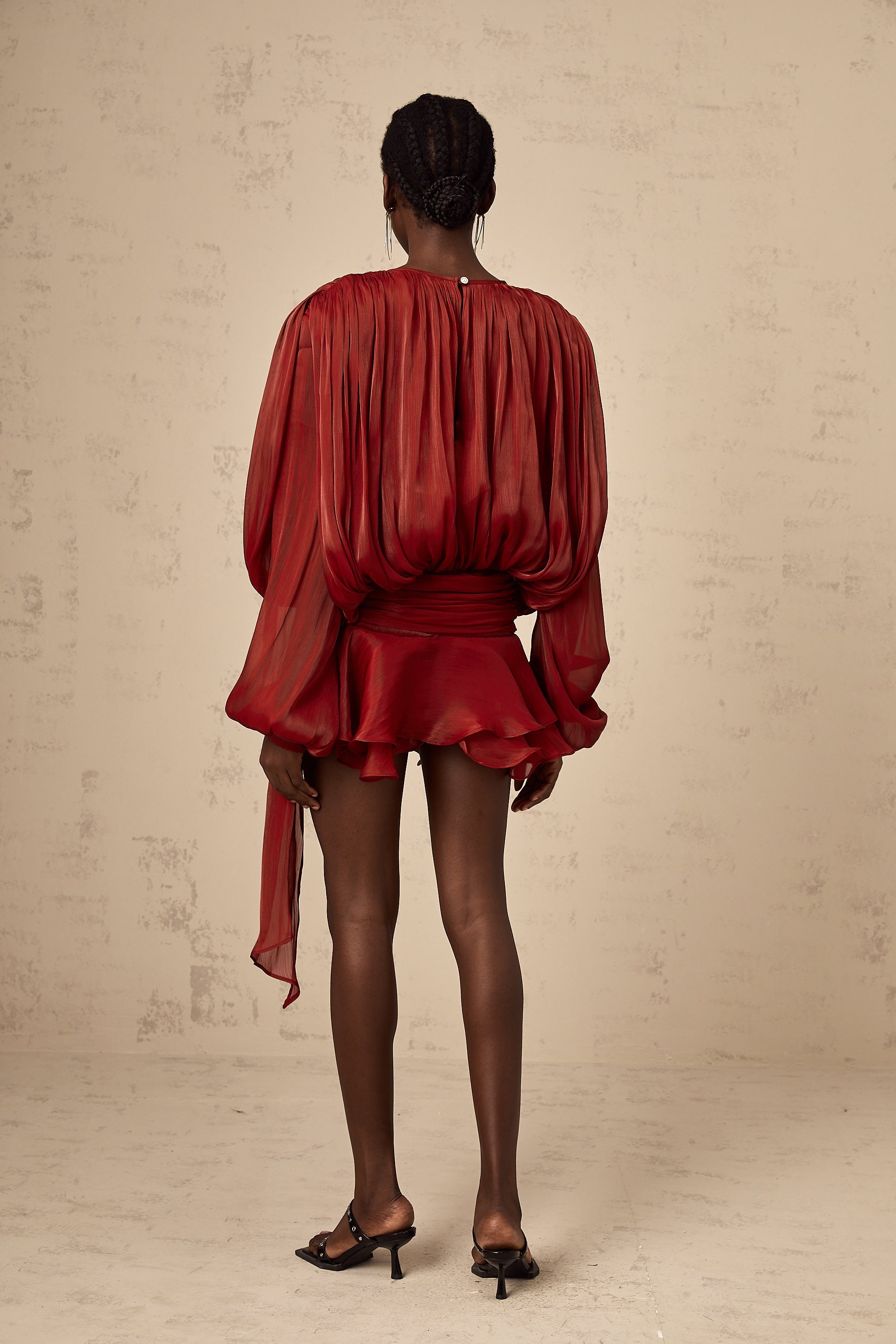 Nysara fully-pleated ruffled mini dress