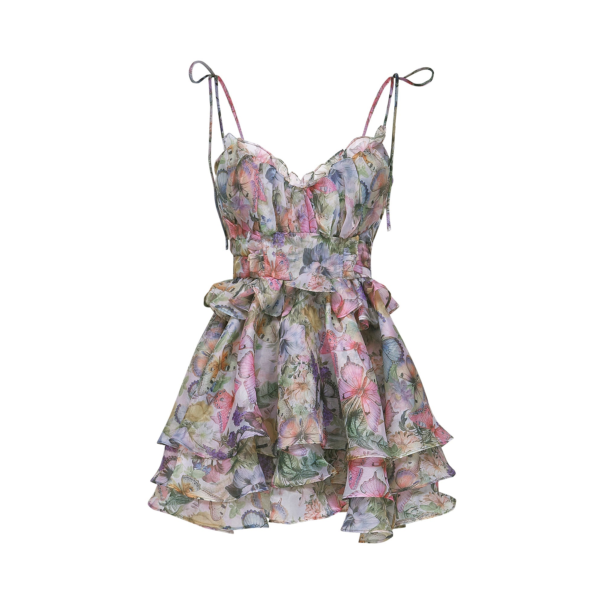 Eryndra floral print pleated mini dress