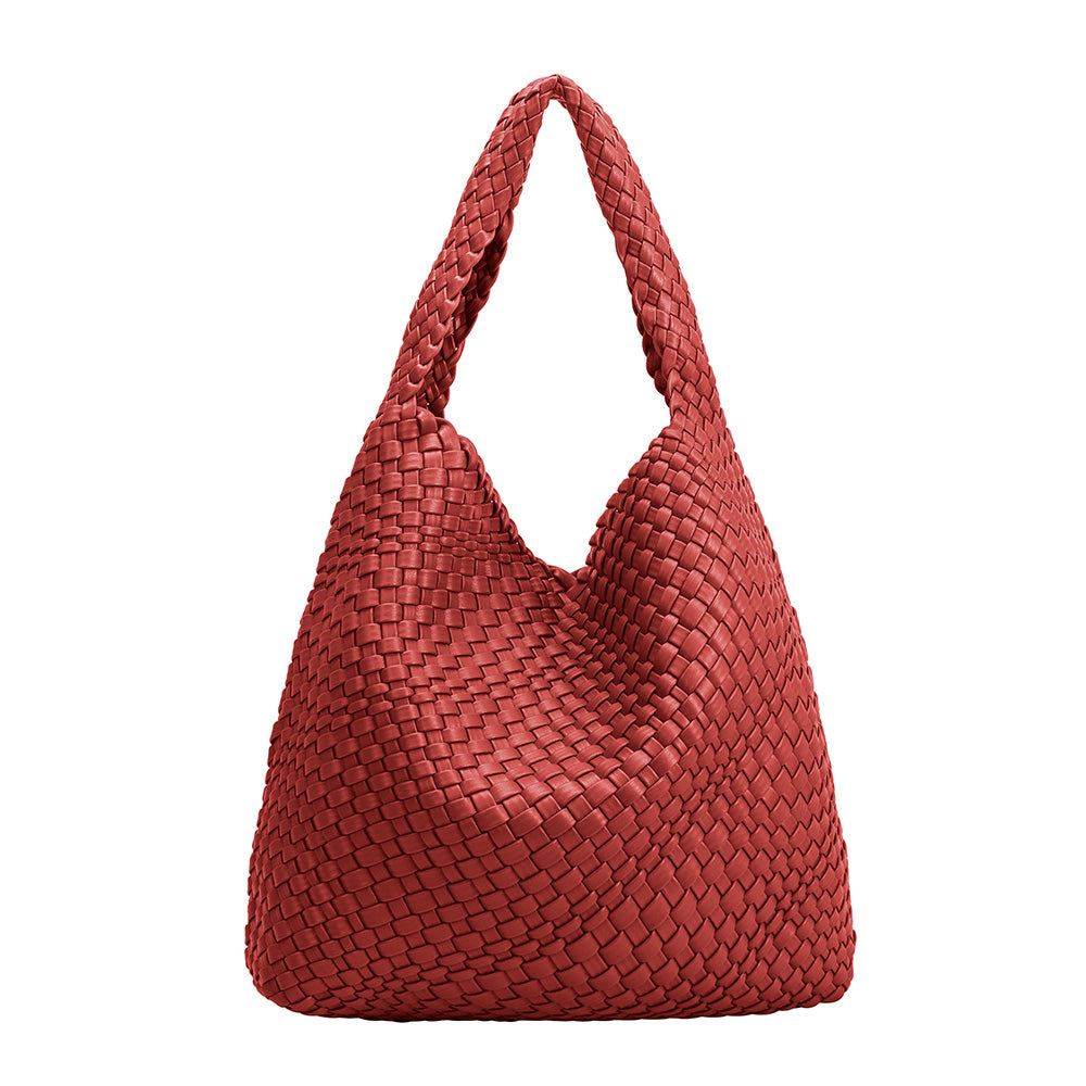 Aelthara red recycled vegan shoulder bag